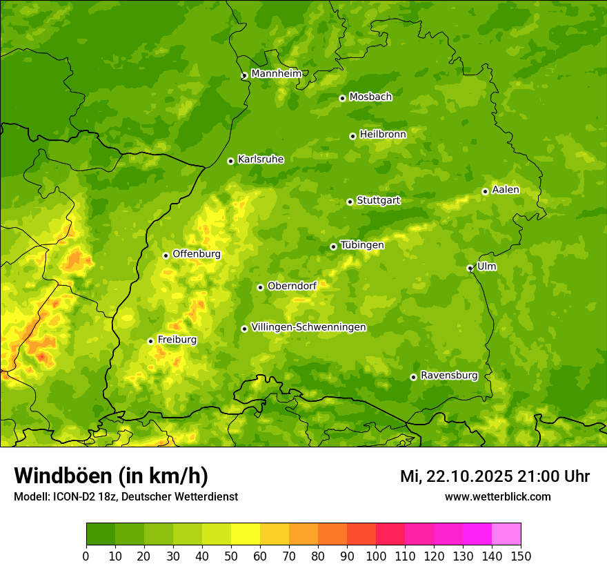 Modellkarten Windgeschwindigkeit