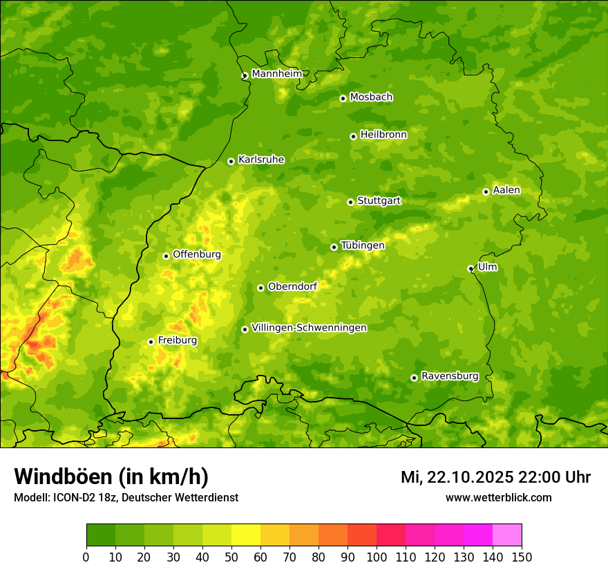 Modellkarten Windgeschwindigkeit