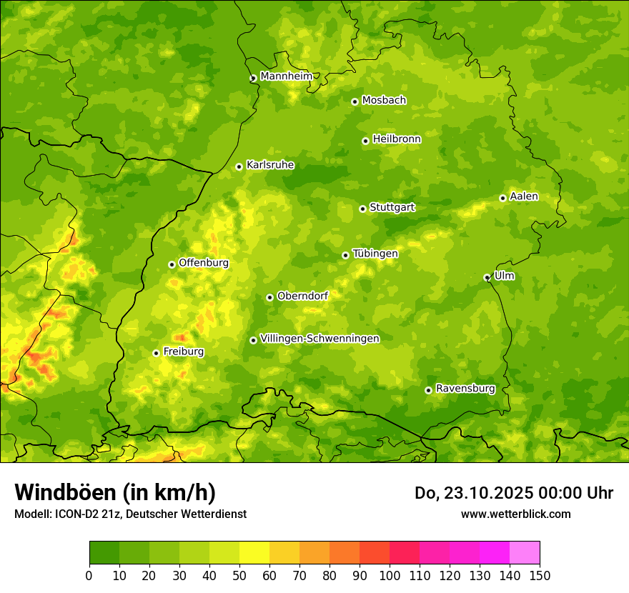 Modellkarten Windgeschwindigkeit