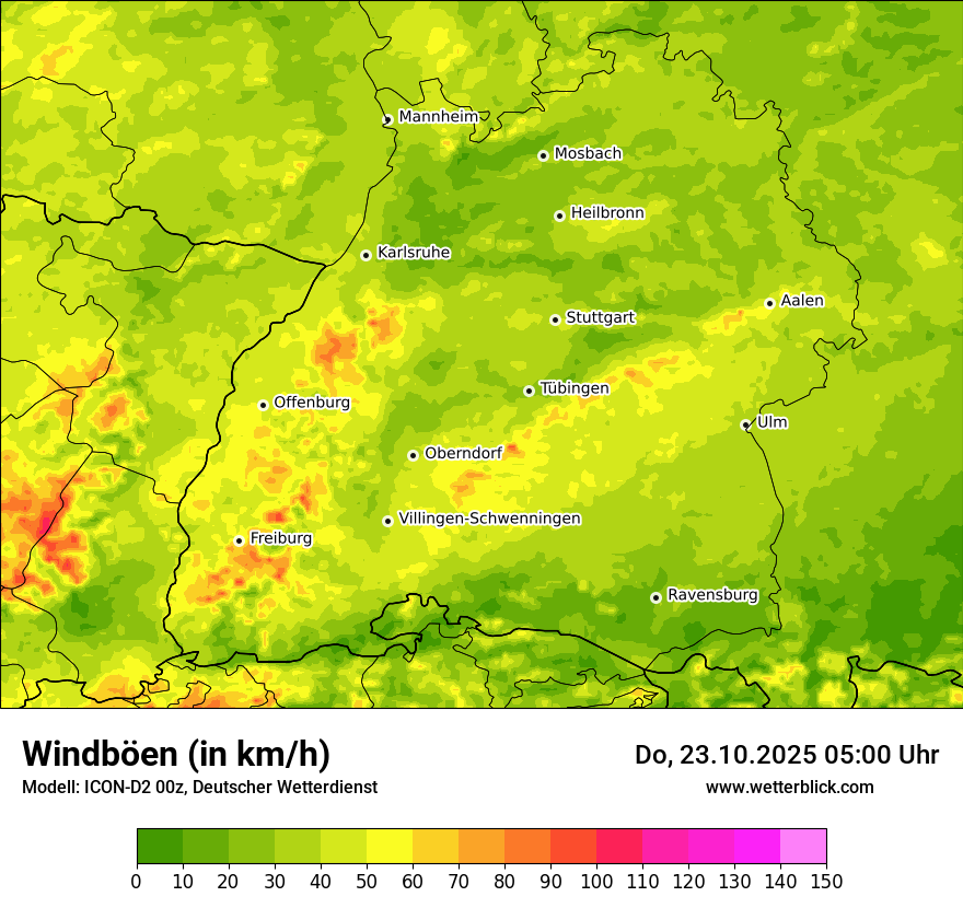 Modellkarten Windgeschwindigkeit