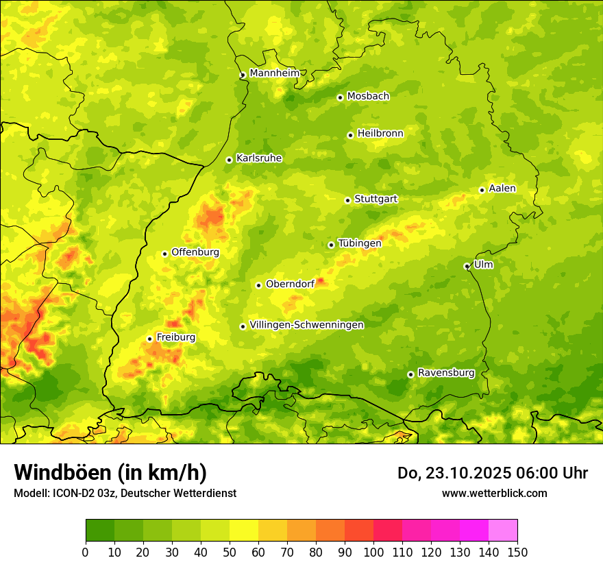 Modellkarten Windgeschwindigkeit