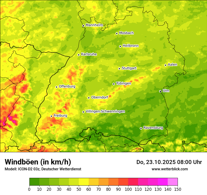 Modellkarten Windgeschwindigkeit