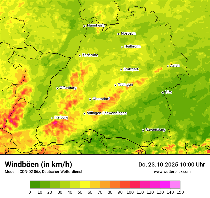 Modellkarten Windgeschwindigkeit