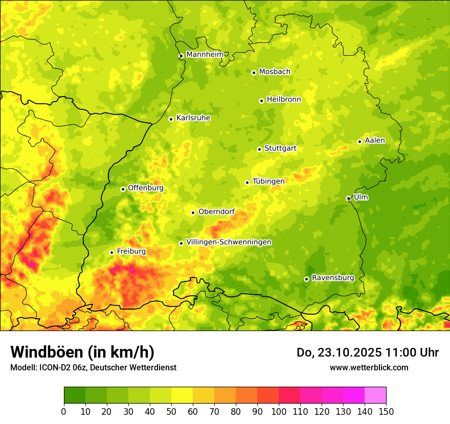 Modellkarten Windgeschwindigkeit