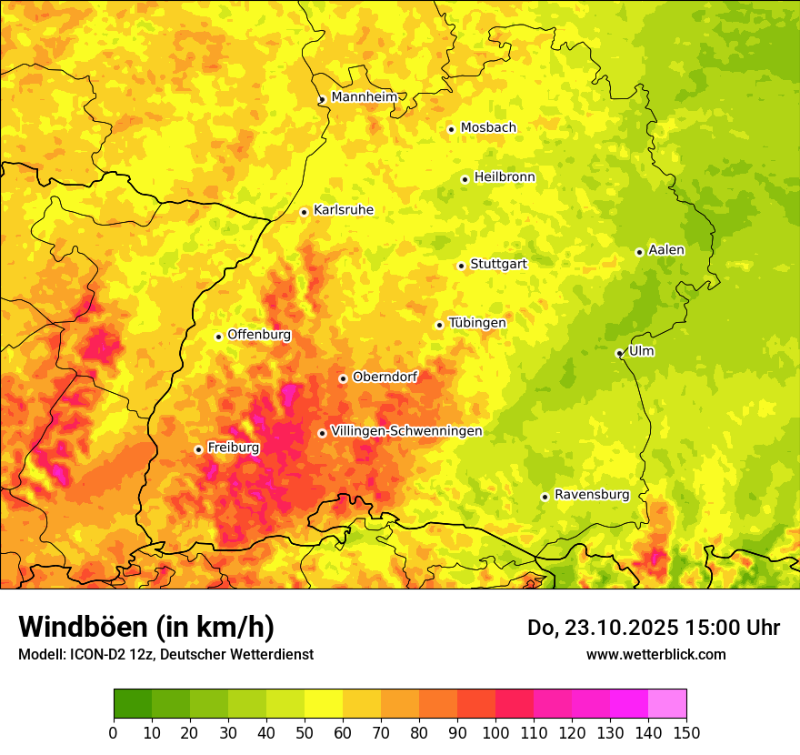 Modellkarten Windgeschwindigkeit