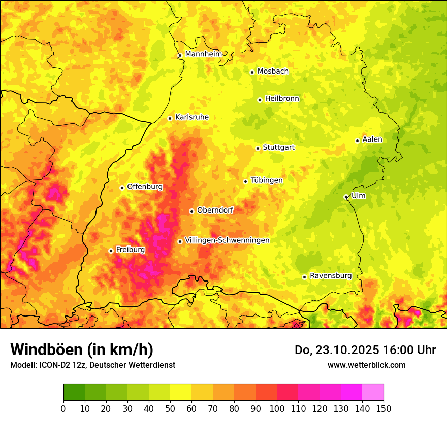 Modellkarten Windgeschwindigkeit