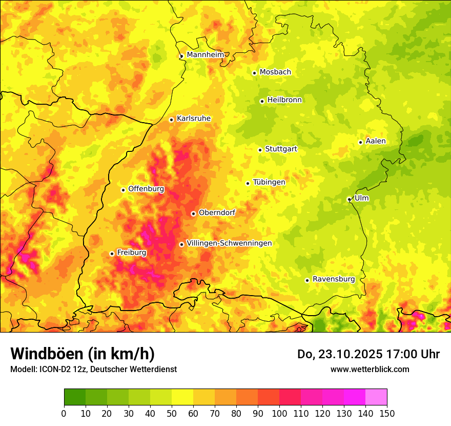 Modellkarten Windgeschwindigkeit