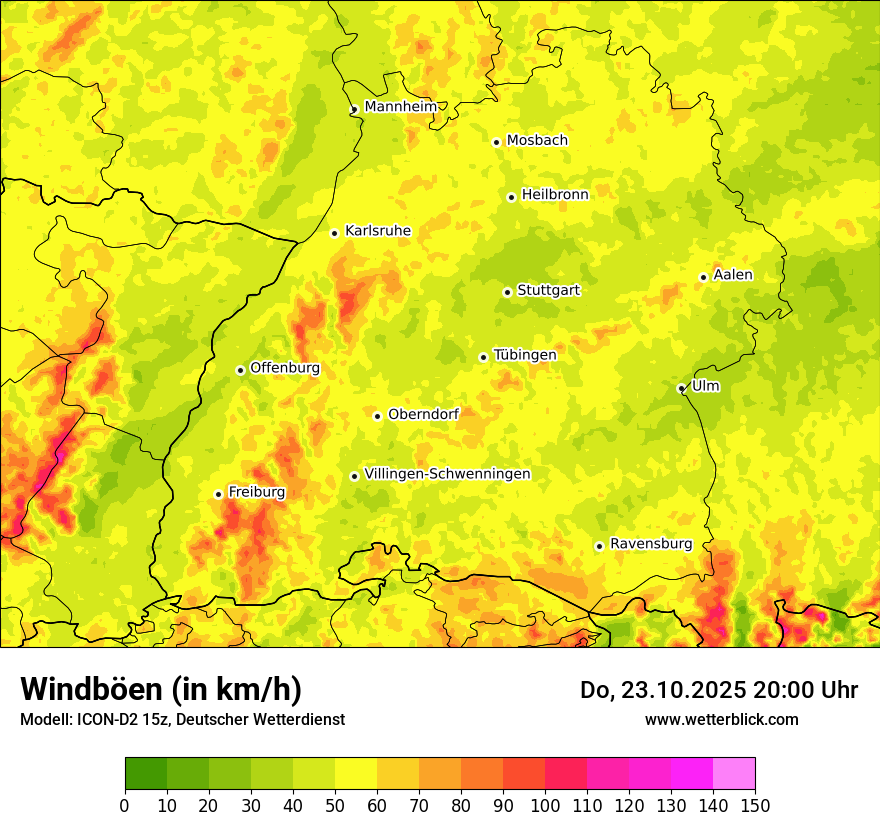 Modellkarten Windgeschwindigkeit