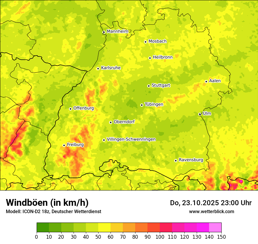 Modellkarten Windgeschwindigkeit