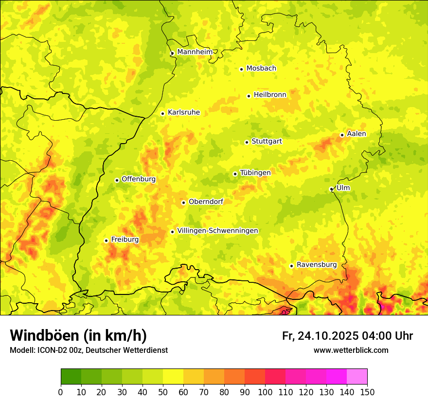 Modellkarten Windgeschwindigkeit
