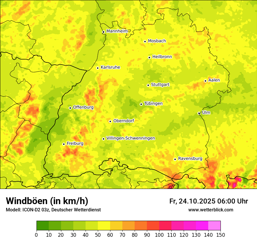 Modellkarten Windgeschwindigkeit