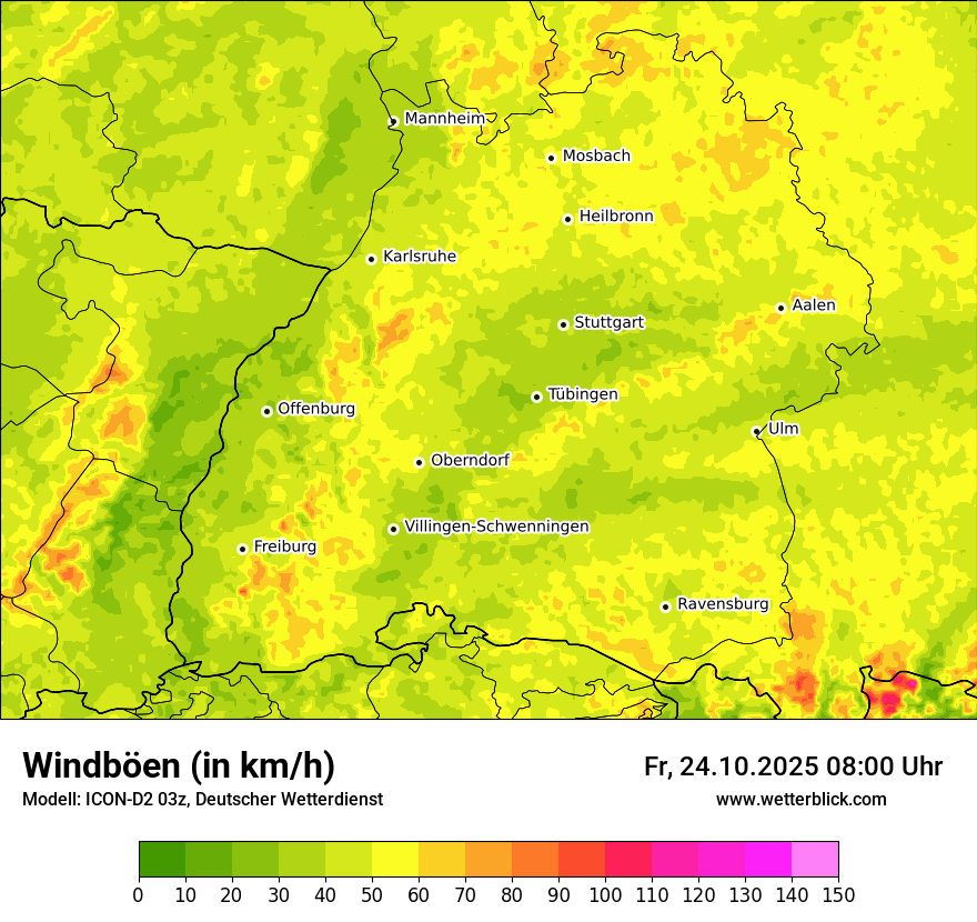 Modellkarten Windgeschwindigkeit