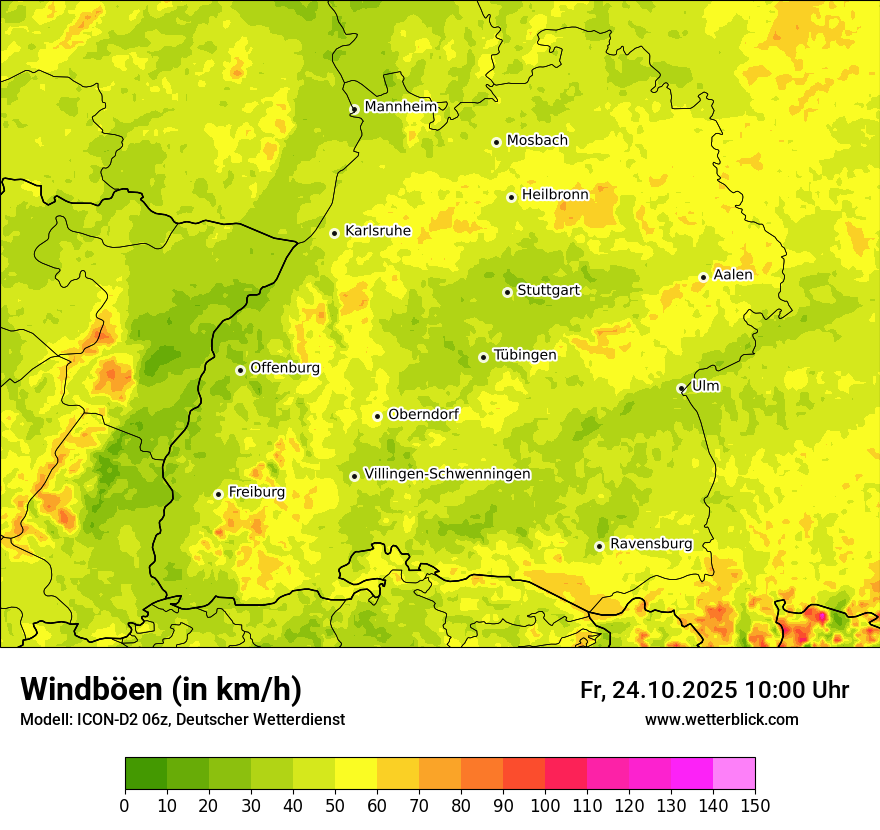 Modellkarten Windgeschwindigkeit