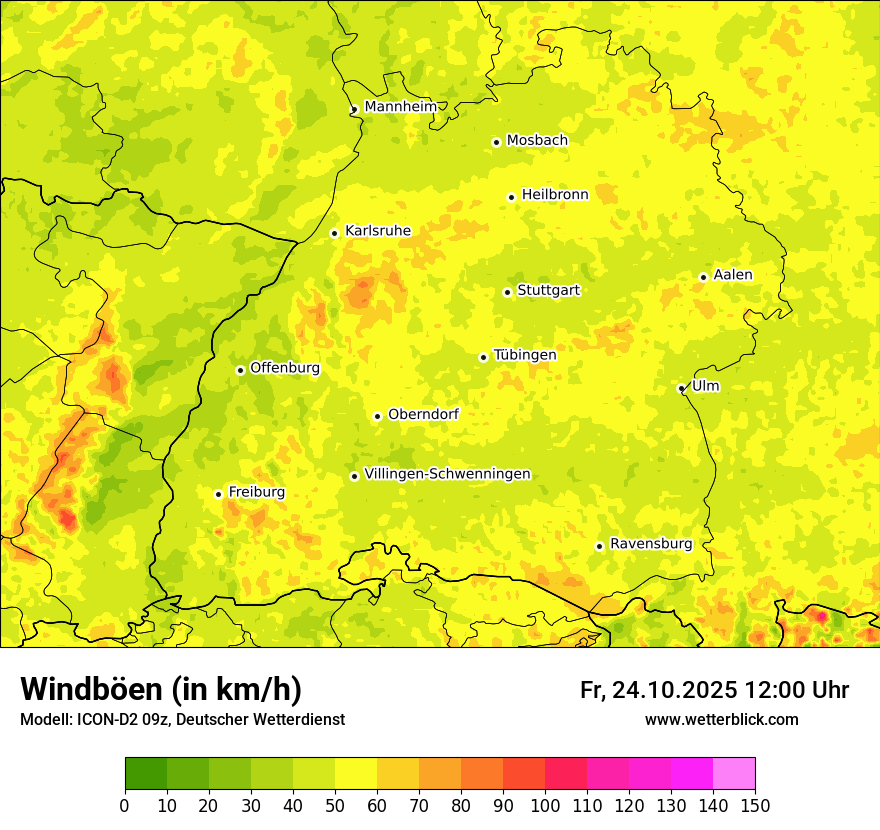 Modellkarten Windgeschwindigkeit