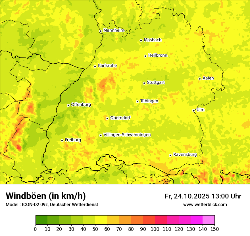 Modellkarten Windgeschwindigkeit