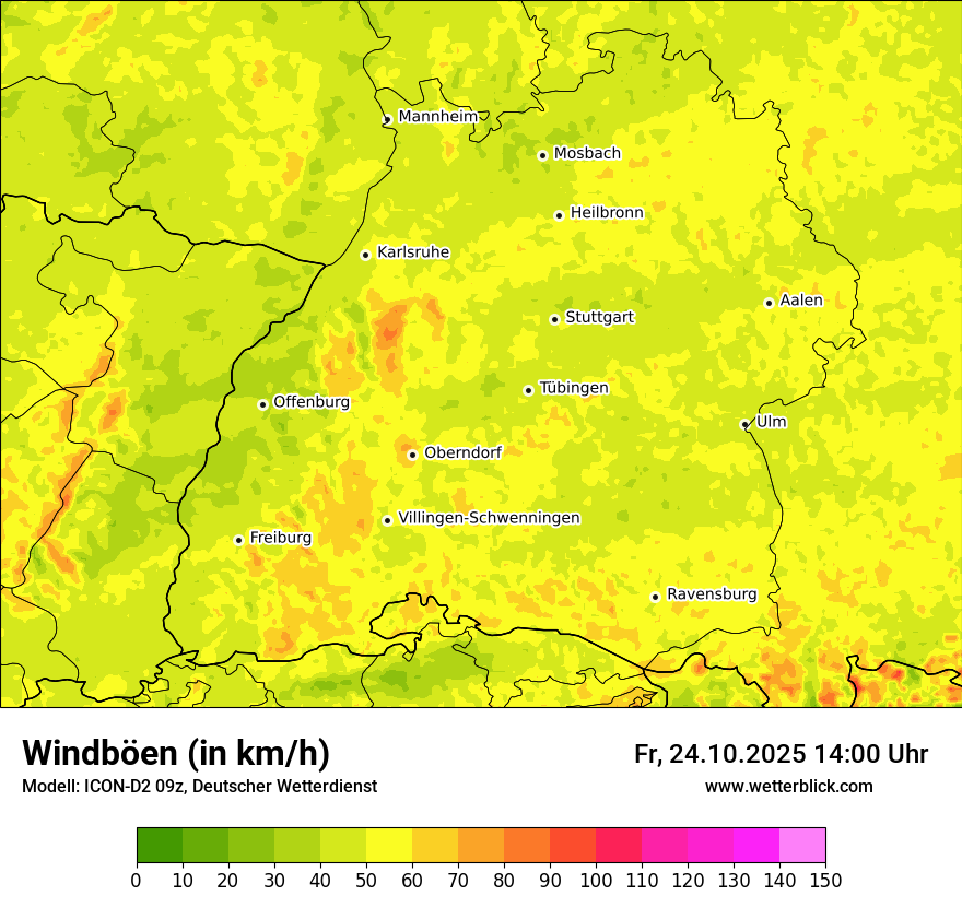 Modellkarten Windgeschwindigkeit