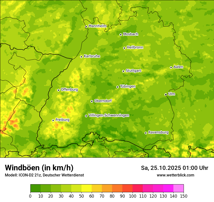 Modellkarten Windgeschwindigkeit