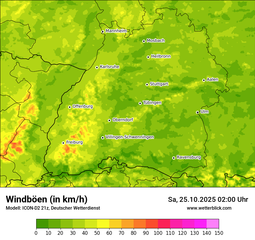 Modellkarten Windgeschwindigkeit