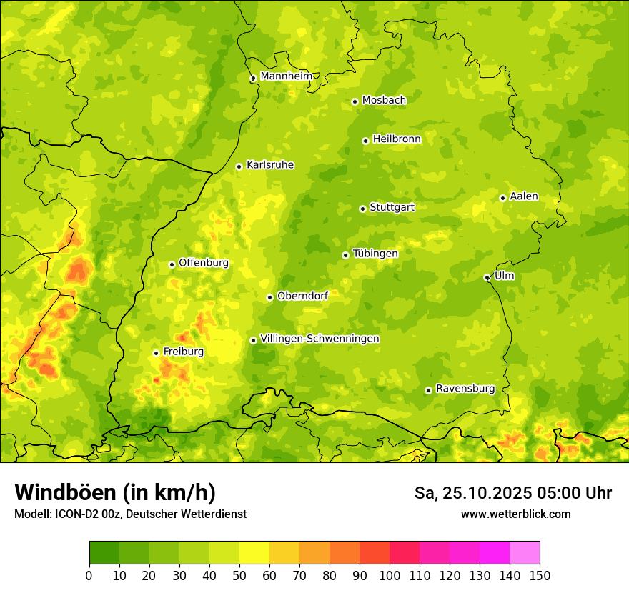 Modellkarten Windgeschwindigkeit