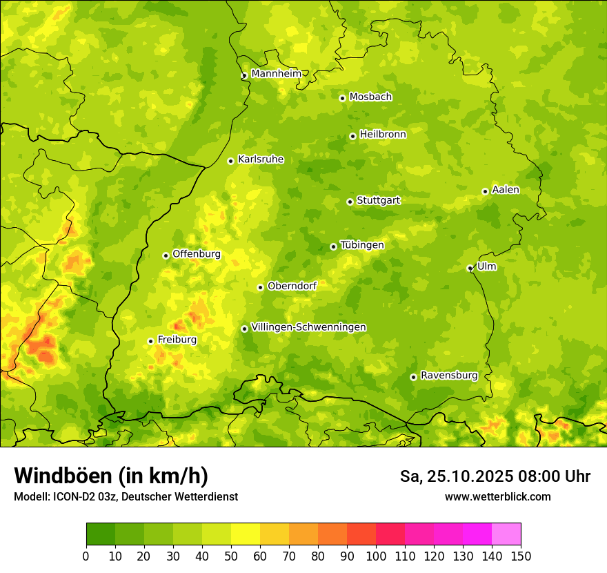 Modellkarten Windgeschwindigkeit
