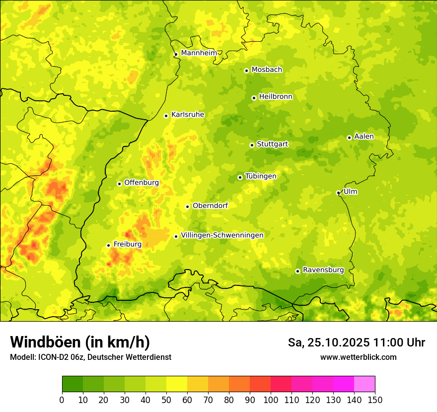 Modellkarten Windgeschwindigkeit