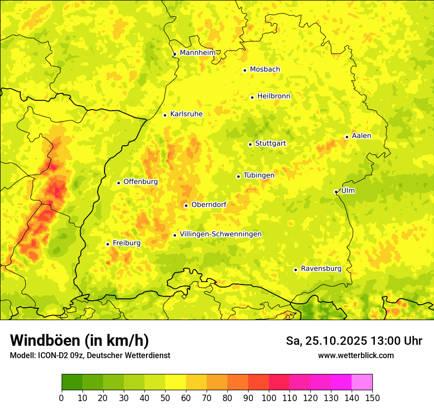 Modellkarten Windgeschwindigkeit