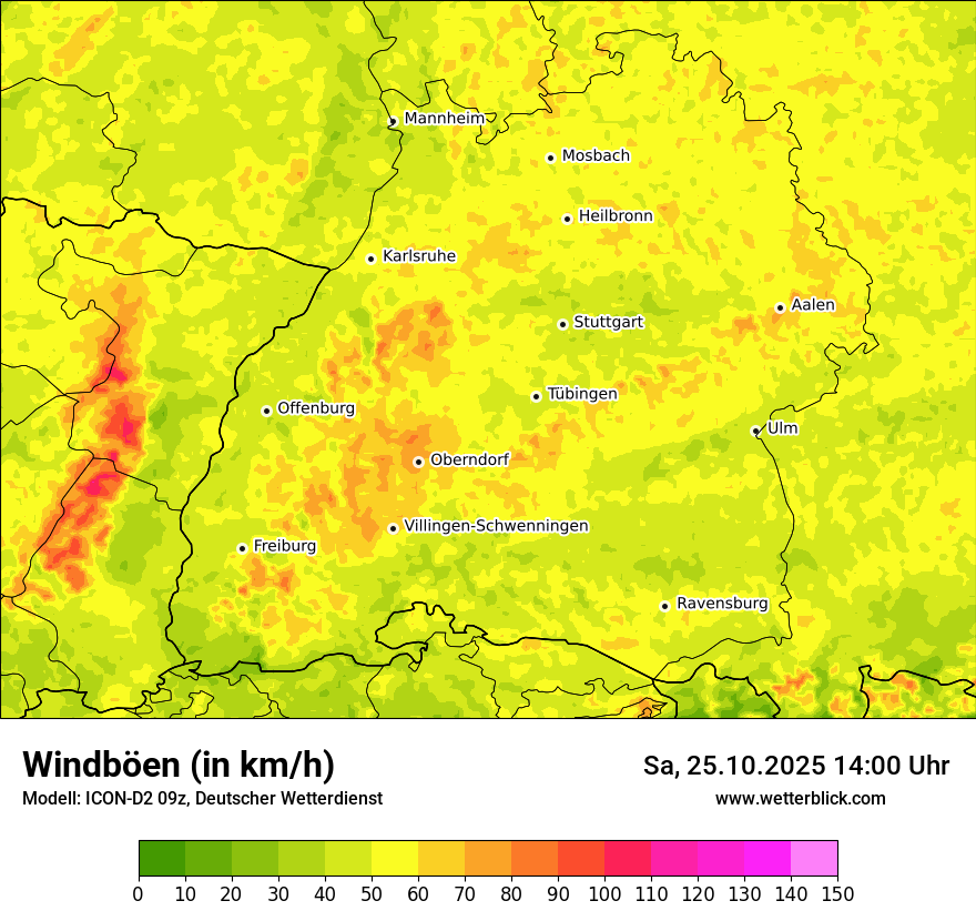Modellkarten Windgeschwindigkeit