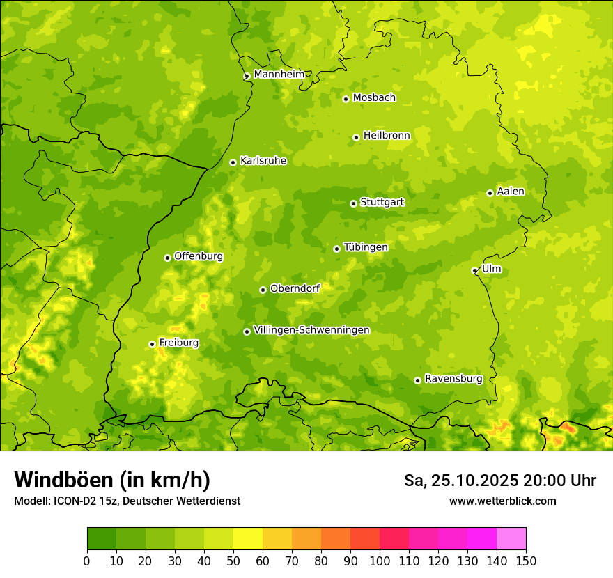 Modellkarten Windgeschwindigkeit