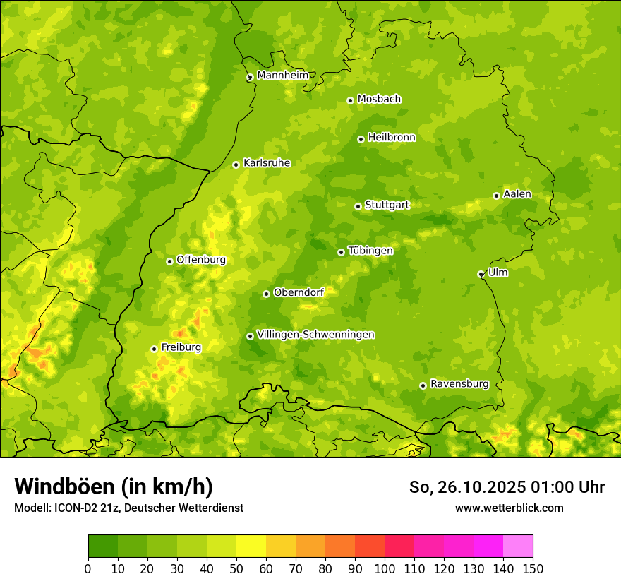 Modellkarten Windgeschwindigkeit