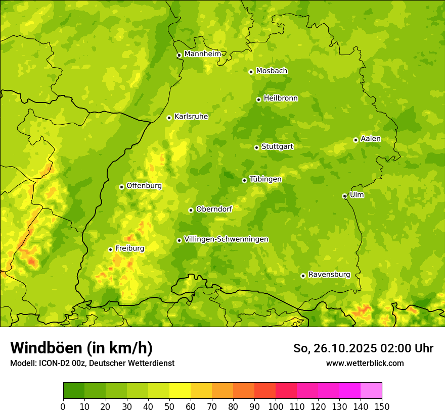 Modellkarten Windgeschwindigkeit