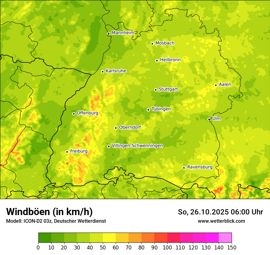 Modellkarten Windgeschwindigkeit