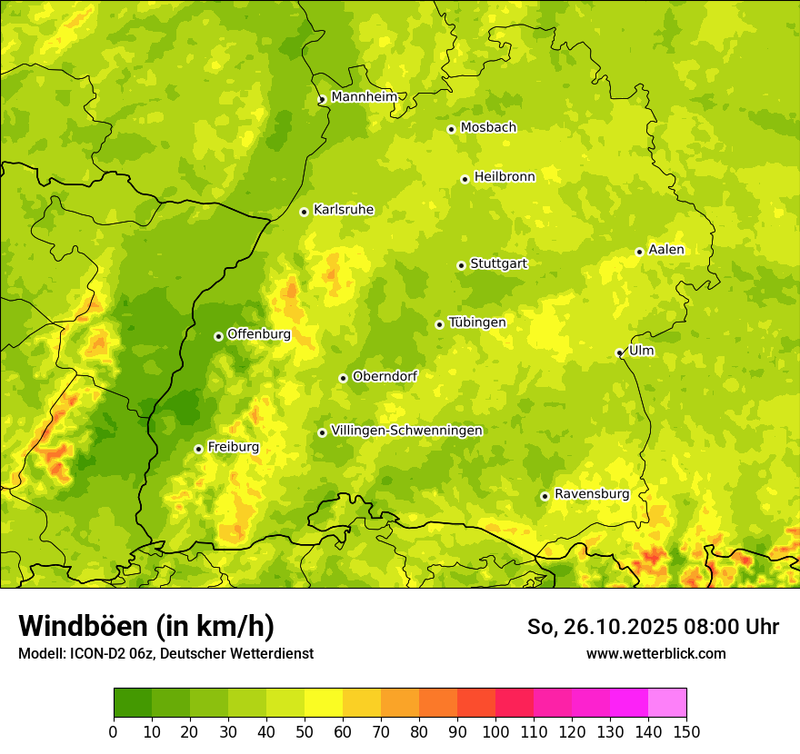 Modellkarten Windgeschwindigkeit