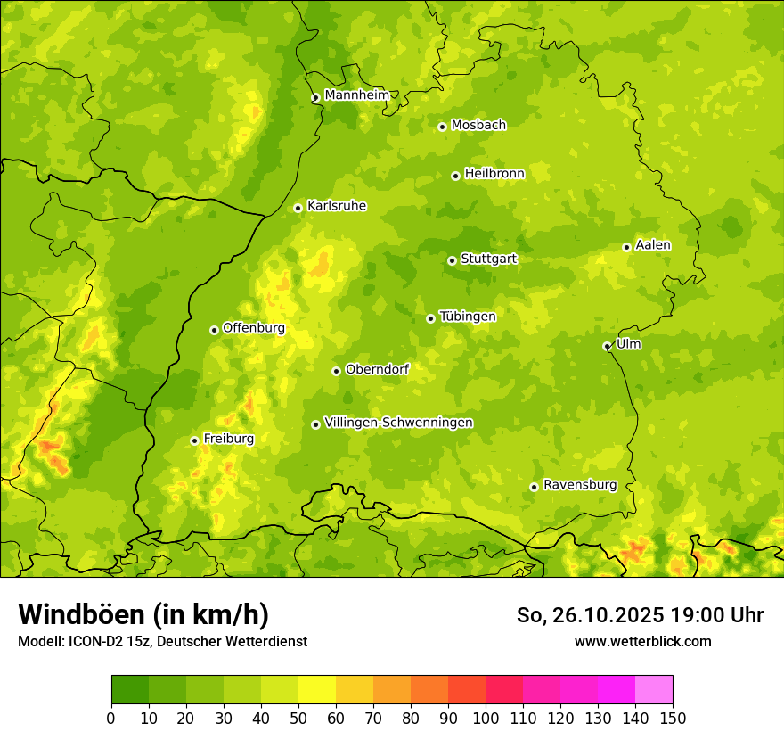 Modellkarten Windgeschwindigkeit