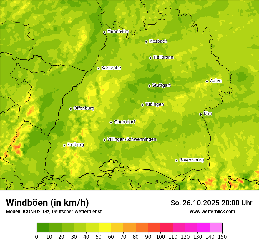Modellkarten Windgeschwindigkeit