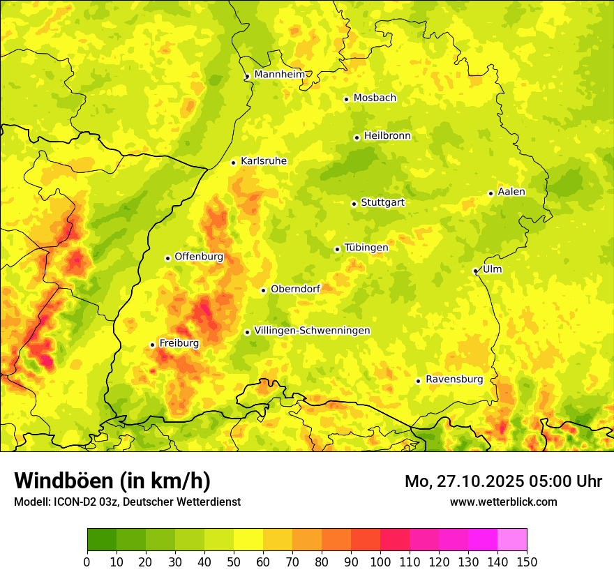 Modellkarten Windgeschwindigkeit