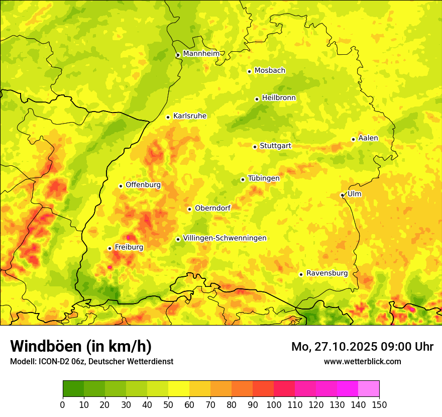 Modellkarten Windgeschwindigkeit