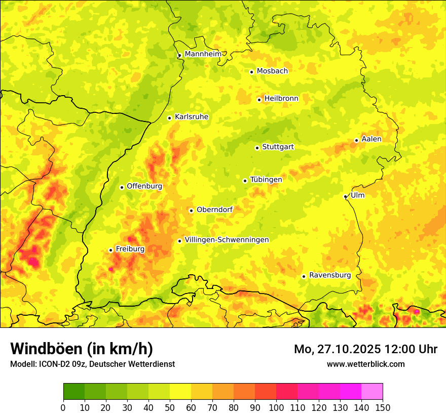 Modellkarten Windgeschwindigkeit
