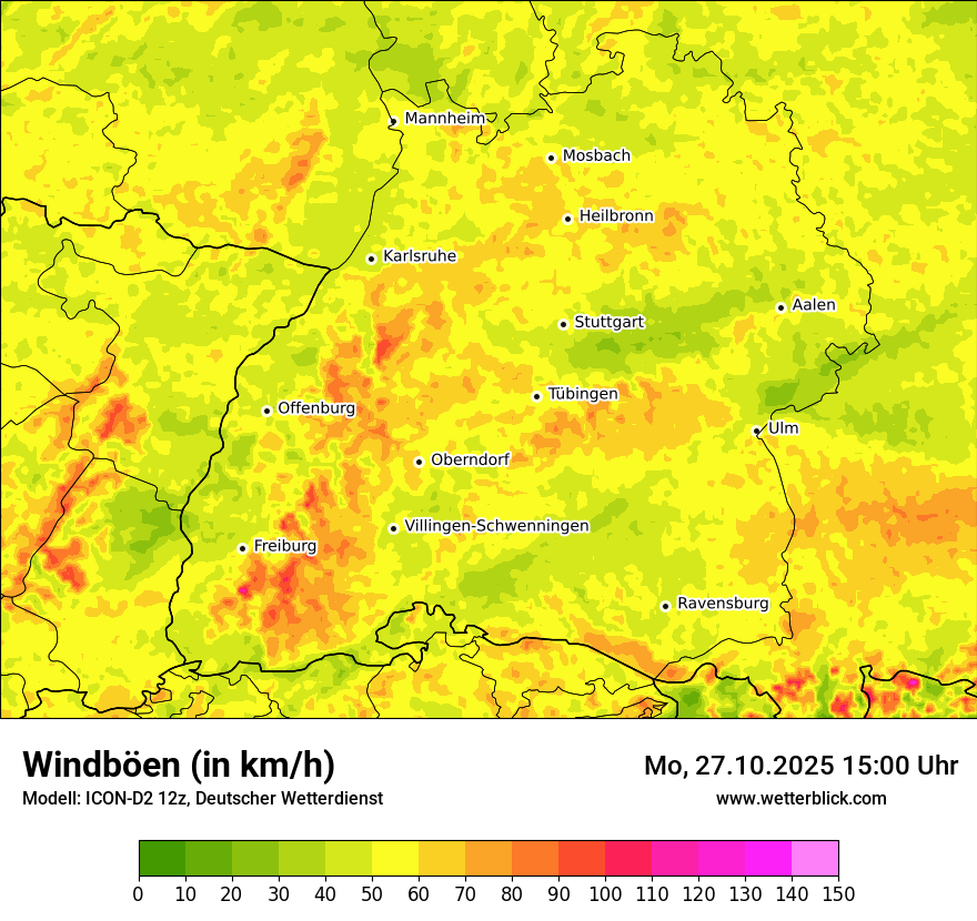 Modellkarten Windgeschwindigkeit