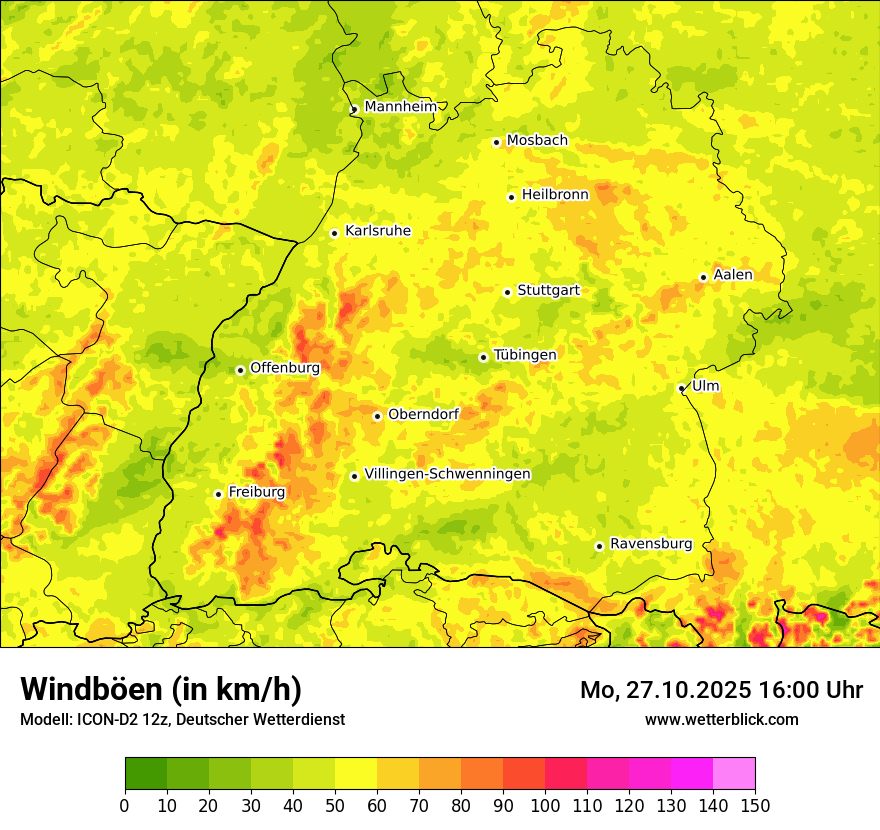 Modellkarten Windgeschwindigkeit