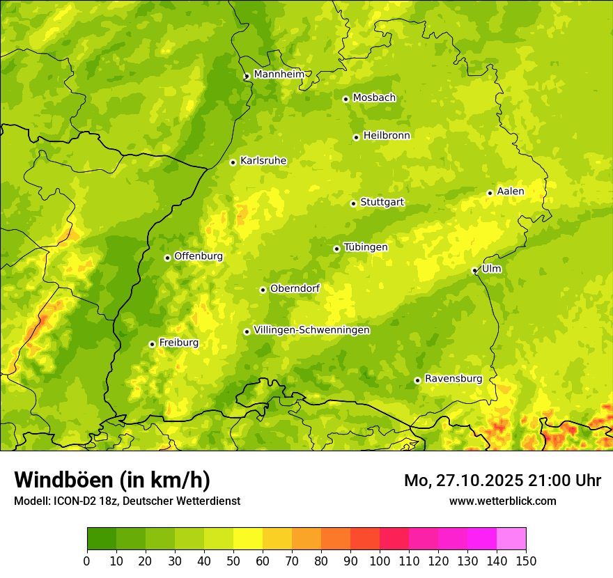 Modellkarten Windgeschwindigkeit