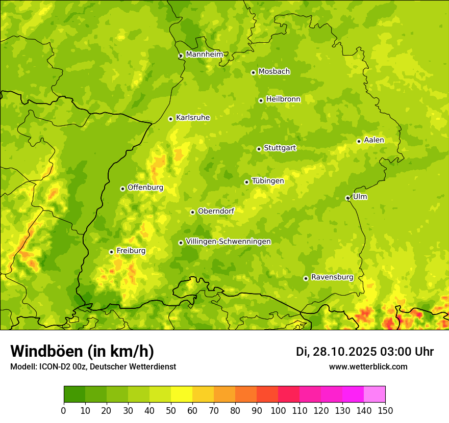 Modellkarten Windgeschwindigkeit