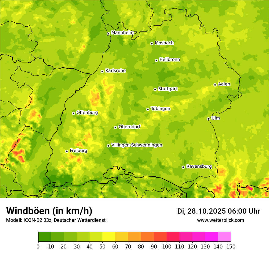 Modellkarten Windgeschwindigkeit