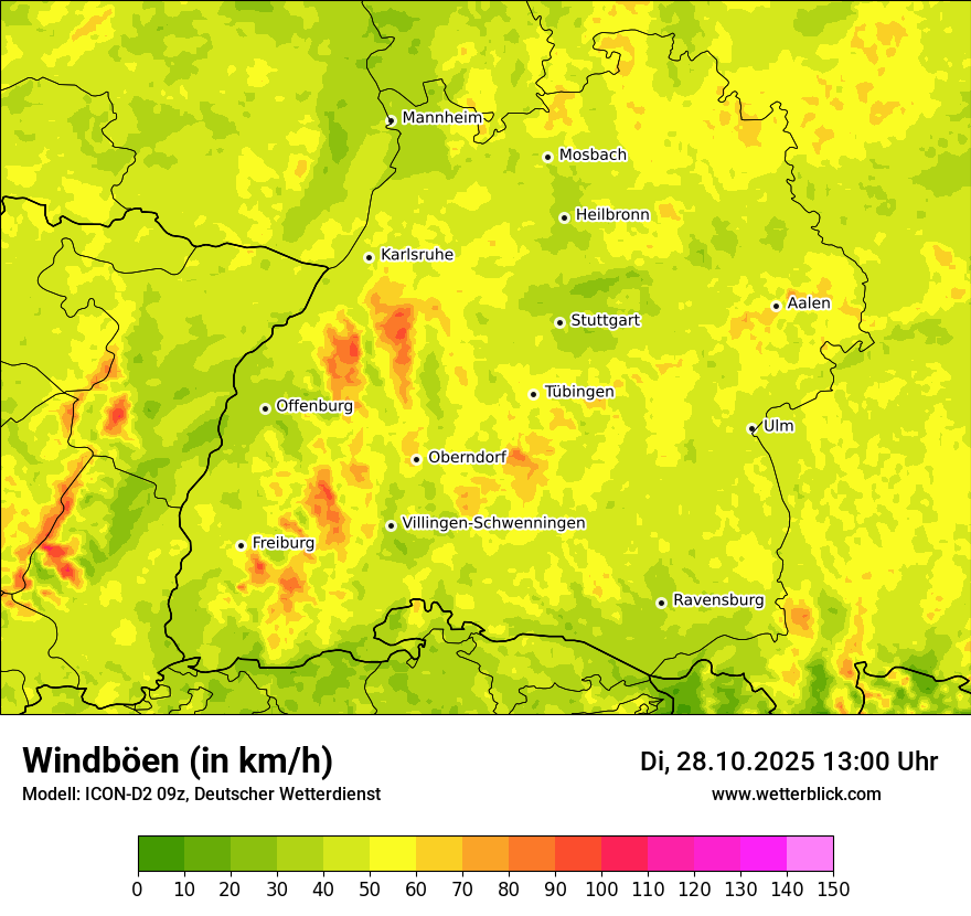 Modellkarten Windgeschwindigkeit