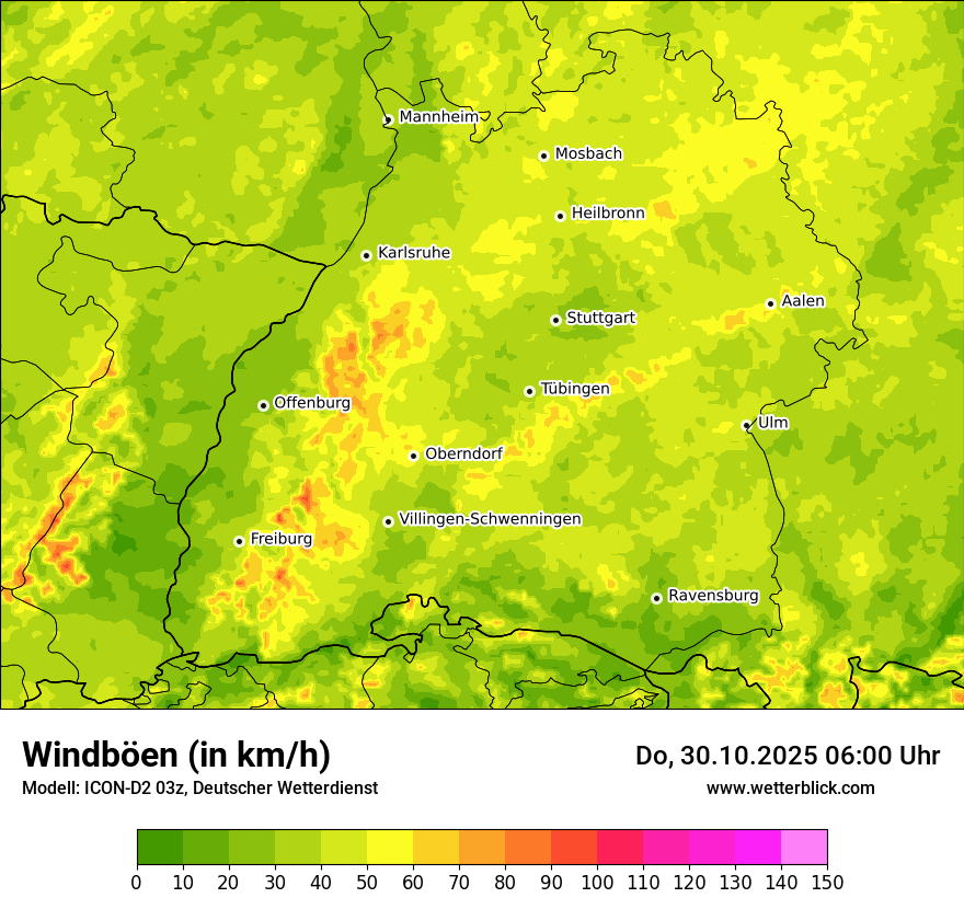 Modellkarten Windgeschwindigkeit