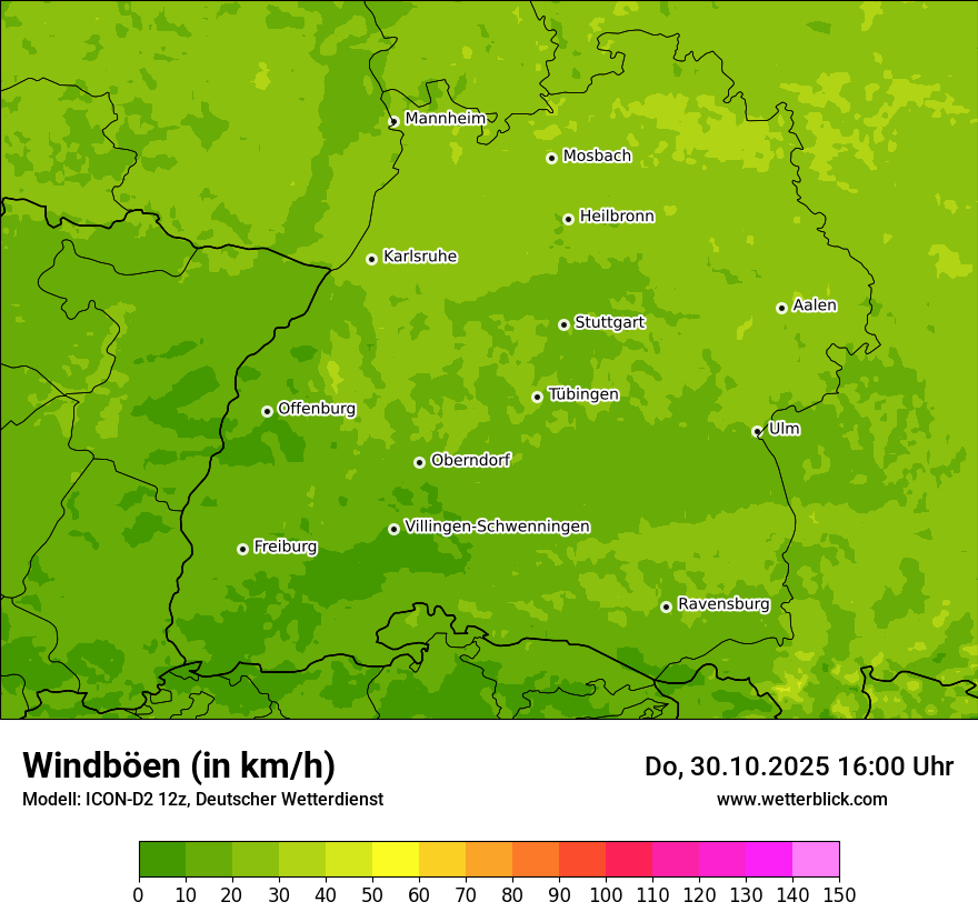 Modellkarten Windgeschwindigkeit