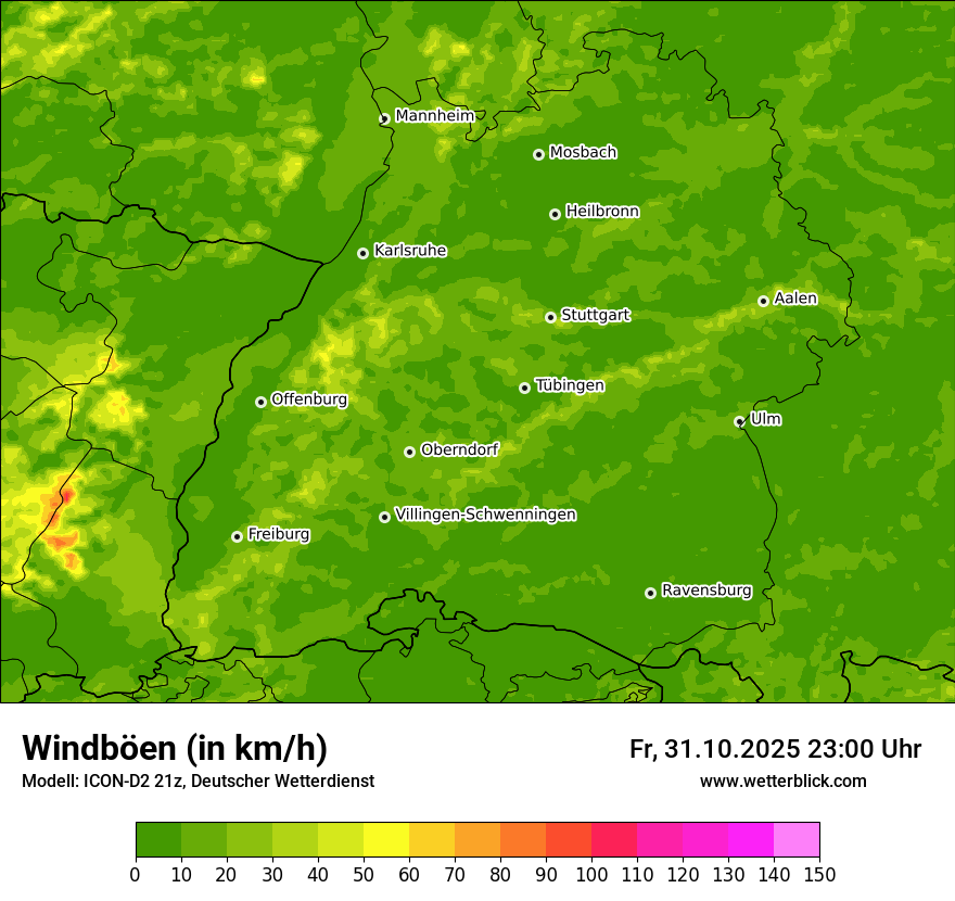 Modellkarten Windgeschwindigkeit