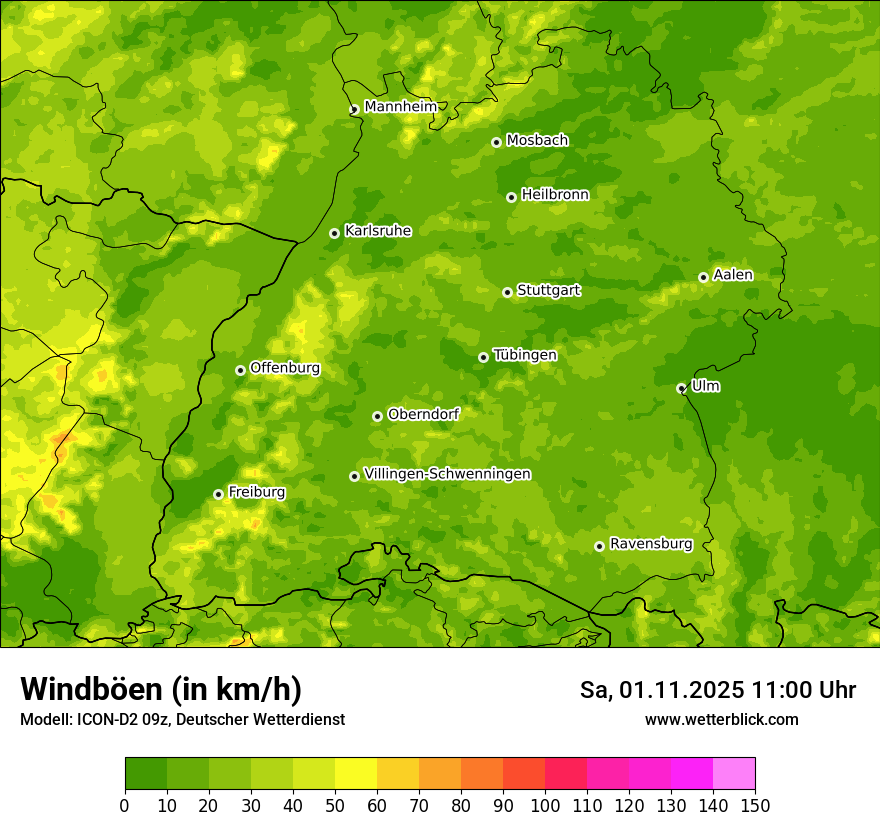 Modellkarten Windgeschwindigkeit
