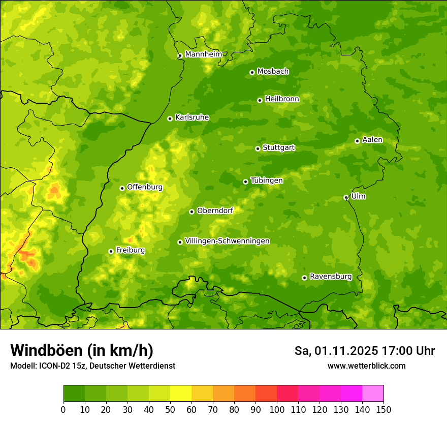 Modellkarten Windgeschwindigkeit