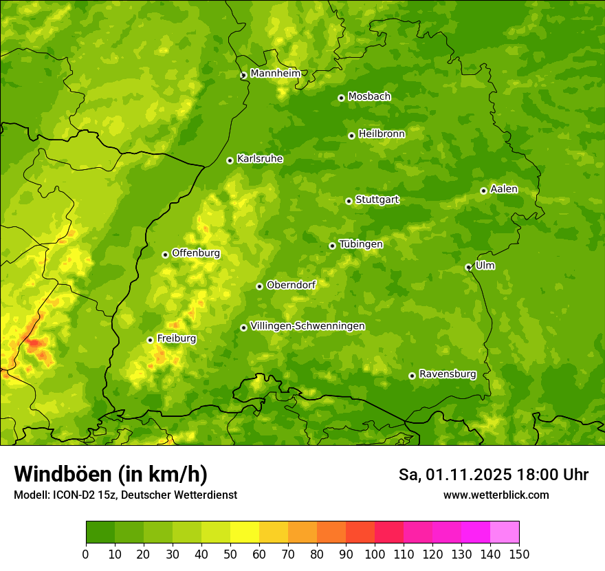 Modellkarten Windgeschwindigkeit