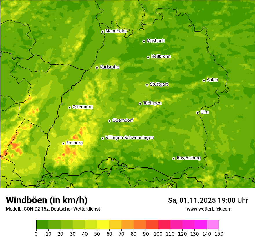 Modellkarten Windgeschwindigkeit